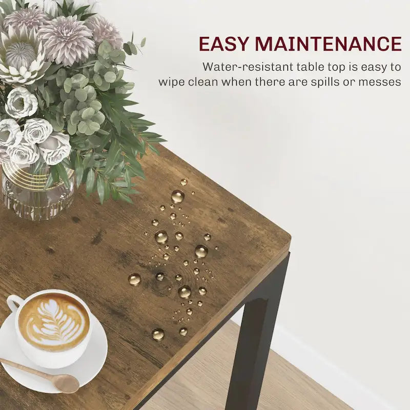Rustic Brown 3-Piece Dining Table Set for 2, Counter Height with Slatted Chairs