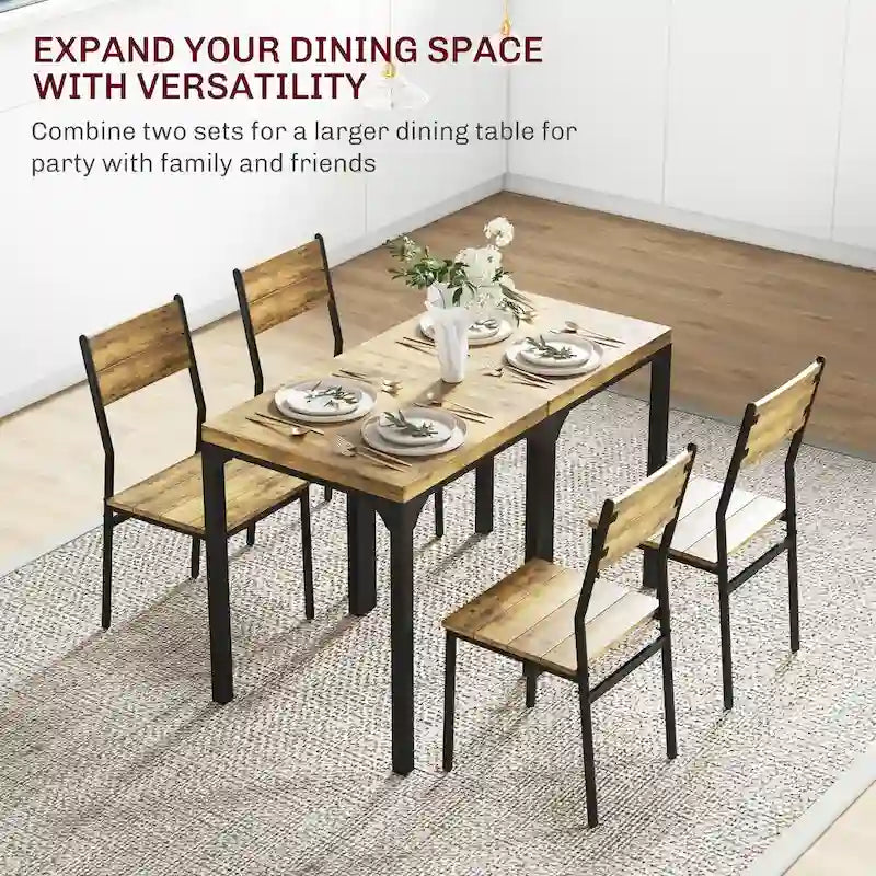 Rustic Brown 3-Piece Dining Table Set for 2, Counter Height with Slatted Chairs