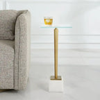 Brass & White Glass Top Side Table for 1
