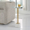 Brass & White Glass Top Side Table for 1