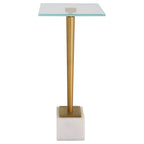 Brass & White Glass Top Side Table for 1