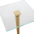 Brass & White Glass Top Side Table for 1