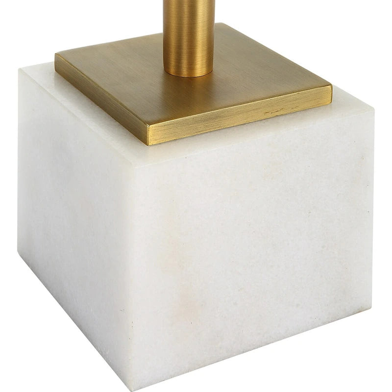 Brass & White Glass Top Side Table for 1