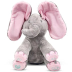 Peluche animado de elefante Kaia que canta con función interactiva de "peek-a-boo"