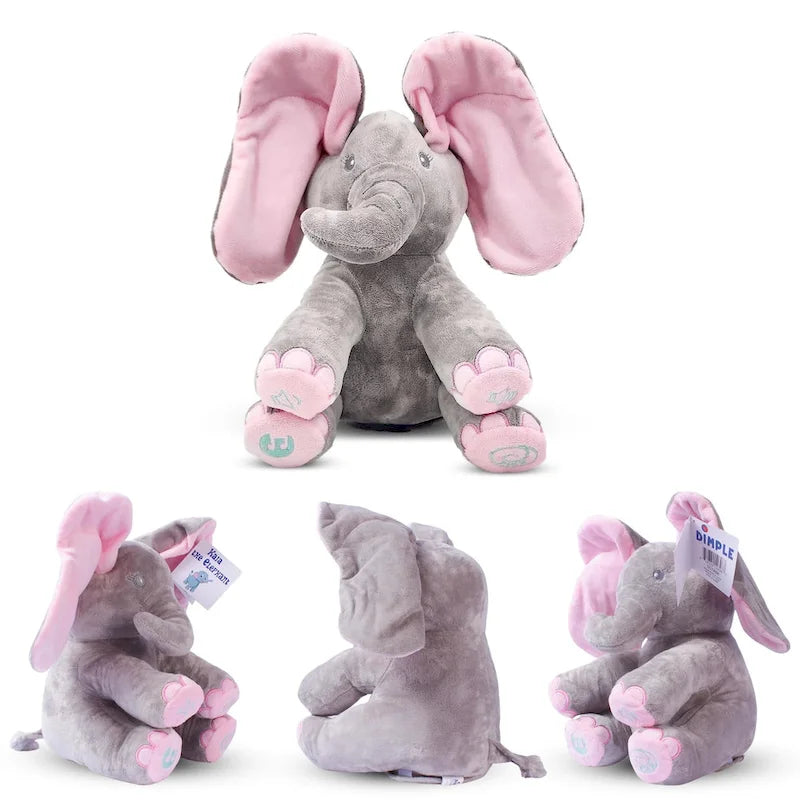 Peluche animado de elefante Kaia que canta con función interactiva de "peek-a-boo"