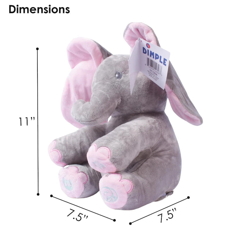 Peluche animado de elefante Kaia que canta con función interactiva de "peek-a-boo"