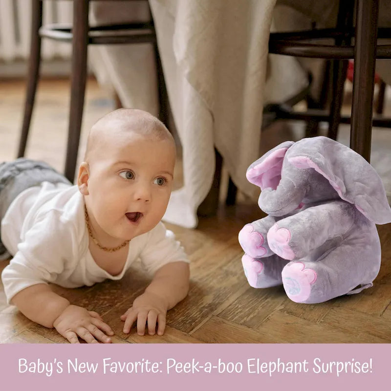 Peluche animado de elefante Kaia que canta con función interactiva de "peek-a-boo"