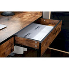 48" Writing Desk with Drawers & Privacy Panel – Rustic Brown / Walnut Cement, 1 Person