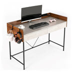 48" Writing Desk with Drawers & Privacy Panel – Rustic Brown / Walnut Cement, 1 Person