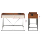 48" Writing Desk with Drawers & Privacy Panel – Rustic Brown / Walnut Cement, 1 Person