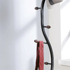Black Branch-Style Standing Coat Rack with 9 Hooks, Metal & Wood
