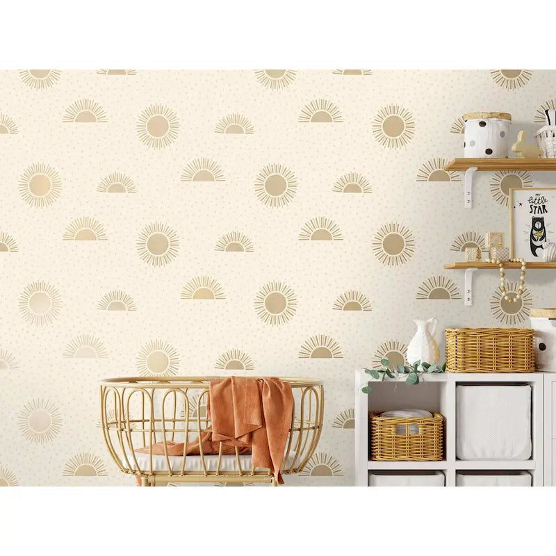 Papel pintado sin pegamento Boho Sunbeam - 396 pulg. x 20.8 pulg.