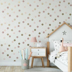 Papel pintado a topos en rosa y oro Dotty