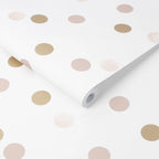Papel pintado a topos en rosa y oro Dotty