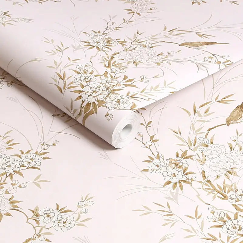 Papel pintado gris pizarra floral de jardín