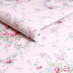 Papel tapiz chinoiserie con aves en rosa y dorado
