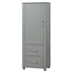 Grey / Black Tall Bathroom Storage Cabinet, 2 Drawers, Adjustable Shelf, MDF