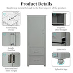 Grey / Black Tall Bathroom Storage Cabinet, 2 Drawers, Adjustable Shelf, MDF