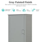 Grey / Black Tall Bathroom Storage Cabinet, 2 Drawers, Adjustable Shelf, MDF