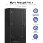 Grey / Black Tall Bathroom Storage Cabinet, 2 Drawers, Adjustable Shelf, MDF