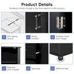 Grey / Black Tall Bathroom Storage Cabinet, 2 Drawers, Adjustable Shelf, MDF